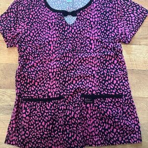 Betsey Johnson Pink and Black Leopard Scub Print Top